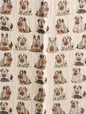 WELL DRESSED HOME Halloween Dogs Ghost Costume Reversible Cotton Throw Blanket